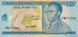 10 Makuta CONGO, DEMOCRATIQUE REPUBLIC  1970 P.009a