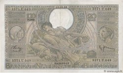 100 Francs - 20 Belgas BELGIUM  1938 P.107