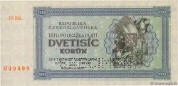 2000 Korun Spécimen CZECHOSLOVAKIA  1945 P.050As AU