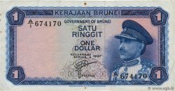 1 Ringgit - 1 Dollar BRUNEI  1967 P.01a TTB