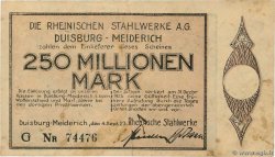 250 Millionen Mark ALLEMAGNE Duisburg-Meiderich 1923 