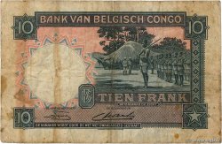10 Francs BELGIAN CONGO  1949 P.14E VG