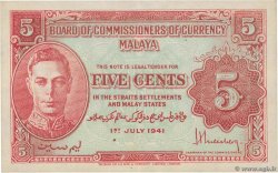 5 Cents MALAYA  1941 P.07a TTB+