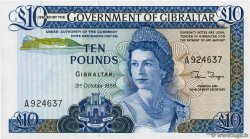 10 Pounds GIBRALTAR  1986 P.22b AU+