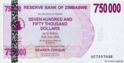 750000 Dollars ZIMBABWE  2007 P.52 FDC