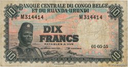 10 Francs CONGO BELGA  1955 P.30a MB