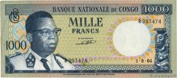 1000 Francs REPúBLICA DEMOCRáTICA DEL CONGO  1964 P.008a MBC