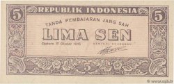 5 Sen INDONESIA  1945 P.014 FDC