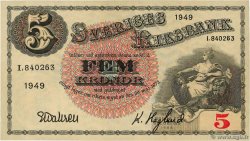5 Kronor SWEDEN  1949 P.33af UNC