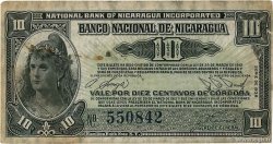 10 Centavos de Cordoba NICARAGUA  1938 P.079 VF
