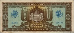 100000 Pengo HUNGARY  1945 P.121a VF