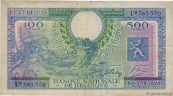 500 Francs - 100 Belgas BELGIQUE  1943 P.124 TB