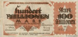 100 Millionen Mark ALLEMAGNE Kaiserslautern 1923  TTB