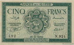 5 Francs ALGERIA  1942 P.091 SPL