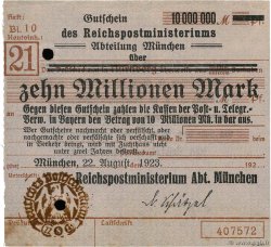 10 Millionen Mark ALLEMAGNE Munich 1923  SUP