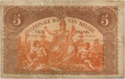 5 Francs BÉLGICA  1919 P.074b BC