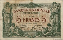 5 Francs BELGIQUE  1914 P.075a TTB
