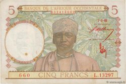 5 Francs FRENCH WEST AFRICA  1943 P.26 VF