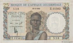25 Francs AFRIQUE OCCIDENTALE FRANÇAISE (1895-1958)  1953 P.38 SUP