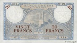 20 Francs MAROC  1941 P.18b TTB