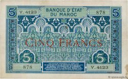 5 Francs MAROKKO  1924 P.09 SS