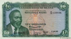10 Shillings KENYA  1967 P.02b BB