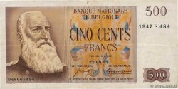 500 Francs BELGIQUE  1957 P.130a TB