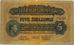5 Shillings ÁFRICA ORIENTAL BRITÁNICA  1939 P.26Aa