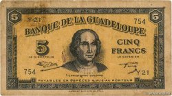 5 Francs GUADELOUPE  1942 P.21b MB