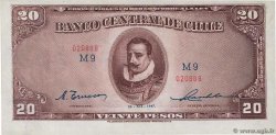 20 Pesos - 2 Condores Fauté CILE  1947 P.093b AU