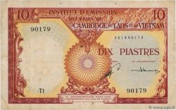 10 Piastres - 10 Riels INDOCINA FRANCESE  1953 P.096a MB