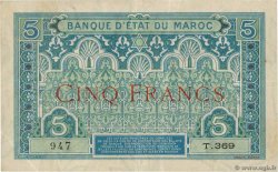 5 Francs MAROC  1921 P.08 TTB