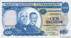 100 Escudos Petit numéro MOZAMBIQUE  1972 P.113 NEUF