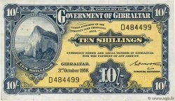 10 Shillings GIBRALTAR  1958 P.17 TTB+