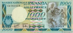 1000 Francs RUANDA  1981 P.17a FDC