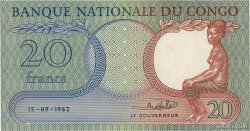 20 Francs RÉPUBLIQUE DÉMOCRATIQUE DU CONGO  1962 P.004a SUP+