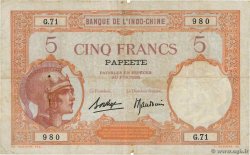 5 Francs TAHITI  1936 P.11c S