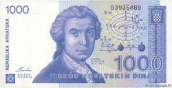 1000 Dinara CROATIE  1991 P.22a