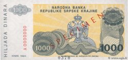 1000 Dinara Spécimen CROACIA  1994 P.R30s FDC