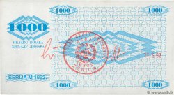 1000 Dinara BOSNIA E ERZEGOVINA Zenica 1992 P.008g AU