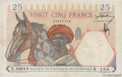25 Francs FRENCH WEST AFRICA  1939 P.22 BB