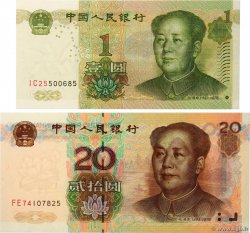 1 et 20 Yuan Lot CHINA  1999 P.0895 P.899 ST