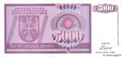 5000 Dinara BOSNIA HERZEGOVINA  1992 P.138a UNC