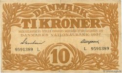 10 Kroner DÄNEMARK  1937 P.031b SS