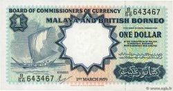 1 Dollar MALAYA e BRITISH BORNEO  1959 P.08A q.FDC