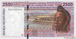 2500 Francs ESTADOS DEL OESTE AFRICANO  1992 P.412Da EBC