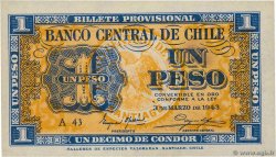 1 Peso - 1/10 Condor CHILE  1943 P.090a UNC-