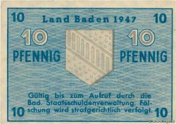 10 Pfennig DEUTSCHLAND Baden 1947 PS.1002a fVZ
