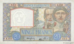20 Francs TRAVAIL ET SCIENCE FRANKREICH  1939 F.12.01 VZ+