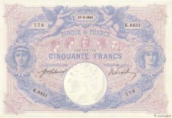 50 Francs BLEU ET ROSE FRANKREICH  1915 F.14.28 VZ+
